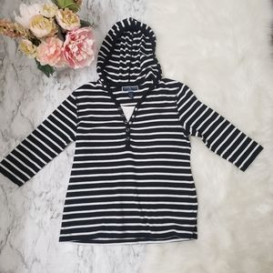 Karen Scott Sport Striped Black and White Top M